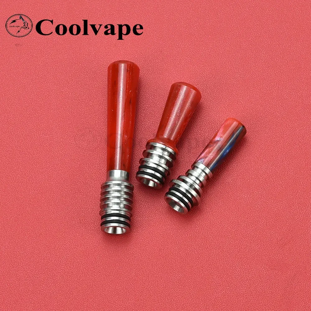Wolfcoolvape 510 MTL بالتنقيط تلميح الراتنج وPEI طويل واسع تتحمل المعبرة مع قاعدة 316SS ل MTL RDA RTA RDTA Vape Atomizer