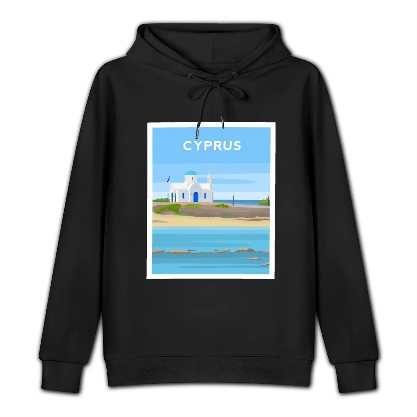 Protaras Beach, Cyprus - St Nicholas Church Pullover Hoodie korean clothes male clothes men's autumn clothes hoodie oversize