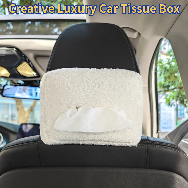 Creative Luxury Car Tissue Box Lamb wool Tissue Box Holder for Car Armrest Box Car Seat Tissue Holder