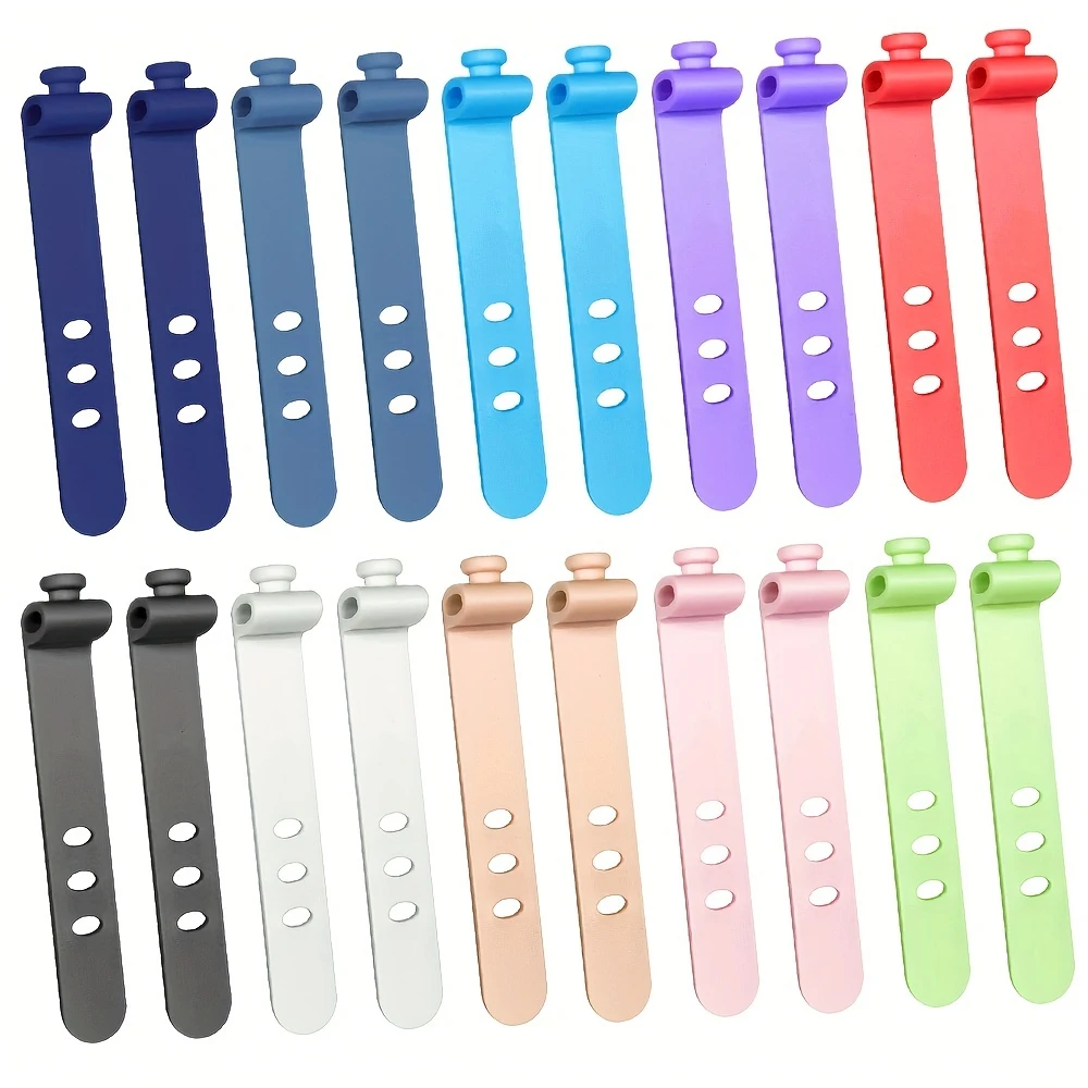 Portable Reusable Silicone Strap Cable Winder Tidy Organizer Desktop USB Data Cord Earphone Wire Line Wrap Tie Management Clips