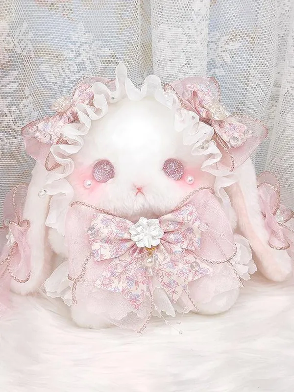 Nova Bolsa de Boneca Lolita 2026, Bolsa de Pelúcia de Coelho com Brincos, Laço de Borboleta e Pérolas, Feita à Mão, Formato d...
