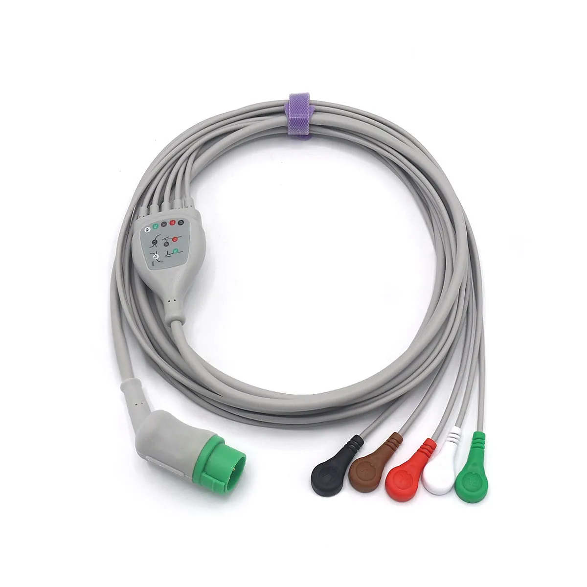 Compatible Biolights 15-027-0001 One-Piece 5 Leads ECG Cable, AHA Snap Reusable EKG Leadwires 3.4m with 1K Resistor