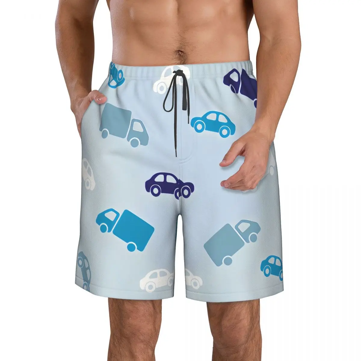 

Men's Swim Trunk Car Truck Quick Dry Beach Shorts with Pockets Beach Pants Swimsuit