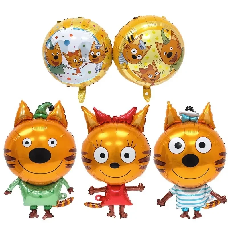 6 Pcs Kid E Cats theme 1 year old Happy birthday party supplies Cookie Candy Pudding  foil balloon