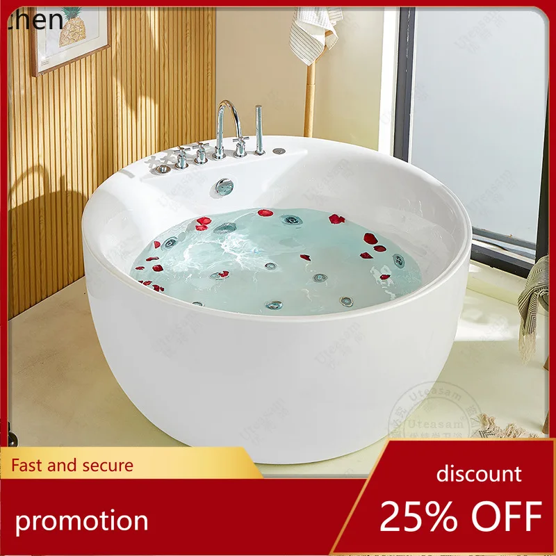 HXL Freestanding Acrylic Round Double Person Surfing Massage Bathtub Colorful Bathtub Basin