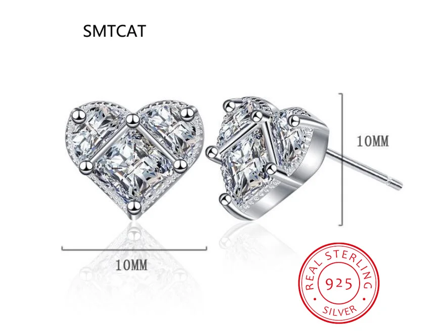 Real 0.5CT D Color Moissanite Diamond Heart Halo Stud Earrings for Women 925 Sterling Silver Luxury Fine Jewelry