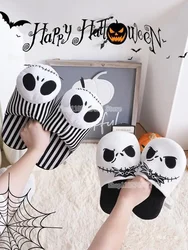 Disney The Nightmare Before Christmas Plush Cotton Shoes Cartoon Anime Jack Skellington Winter Warmth Baotou Slippers Home Goods