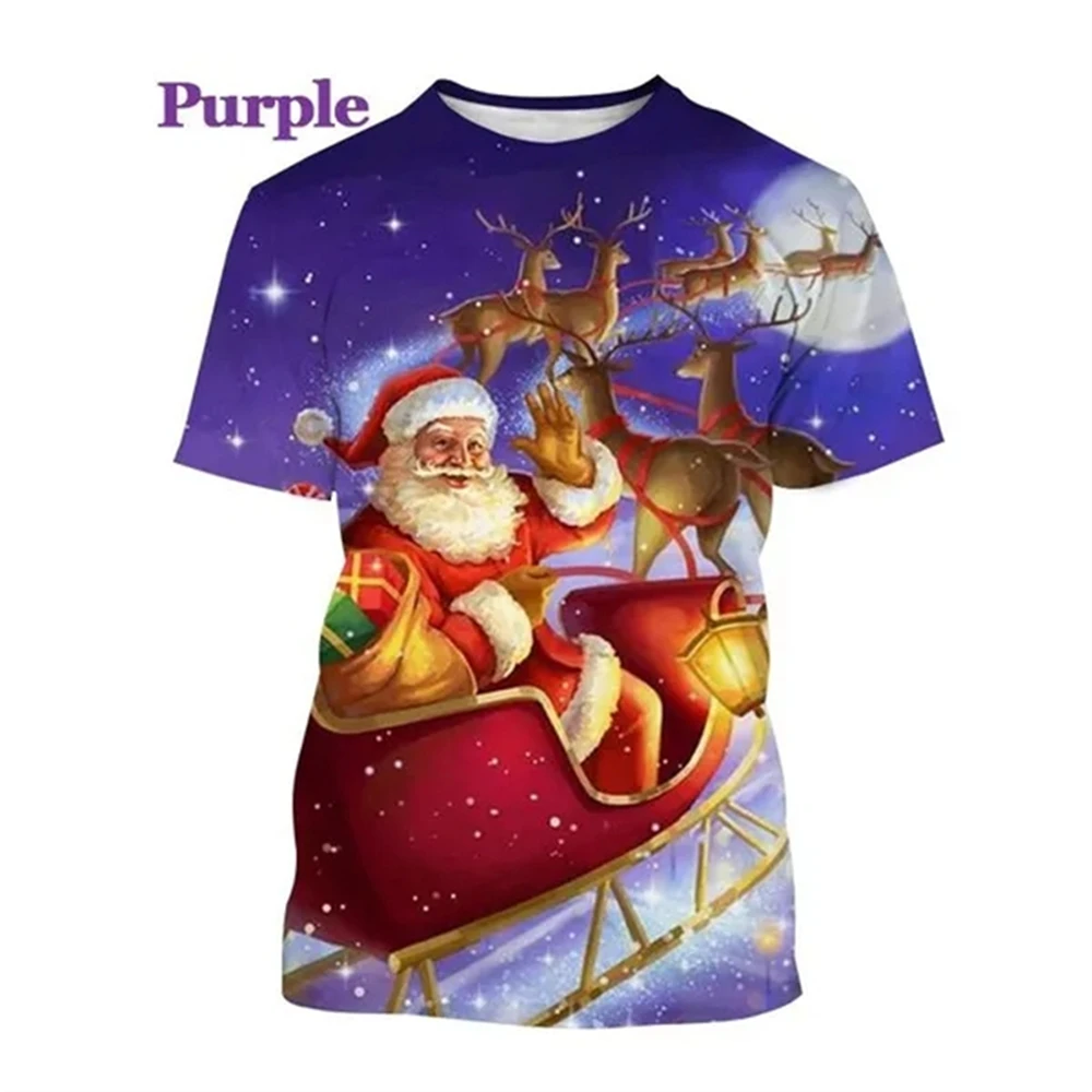 Men's Clothing Christmas T Shirt Short Sleeve Round Neck Snowman Elk Xmas Printed T-Shirt Oversized 5xl Designer Men's T-Shirts