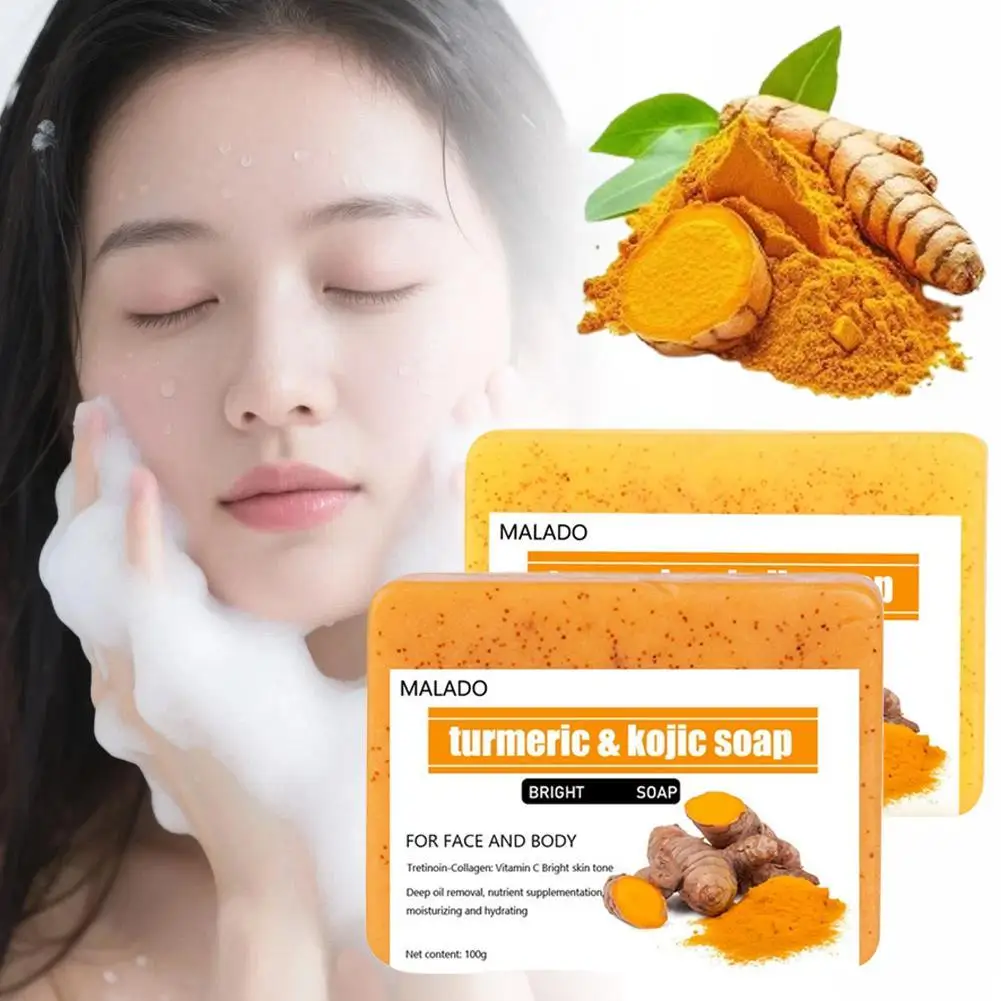 

Turmeric & Kojic Acid Soap Exfoliating Brightening Body Face Bar For Dark Spots, Even Skin Tone, Acne & Oily Skin, Skincare