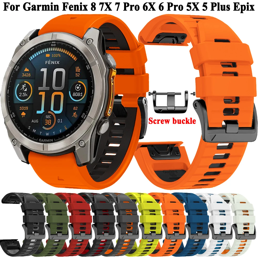 Correas de reloj Quickfit de 26mm y 22mm para Garmin Fenix 8 Quatix 7 7X 47 51mm 6 6X 5X Plus Epix Pro 2 Enduro 3 correa de muñeca de silicona