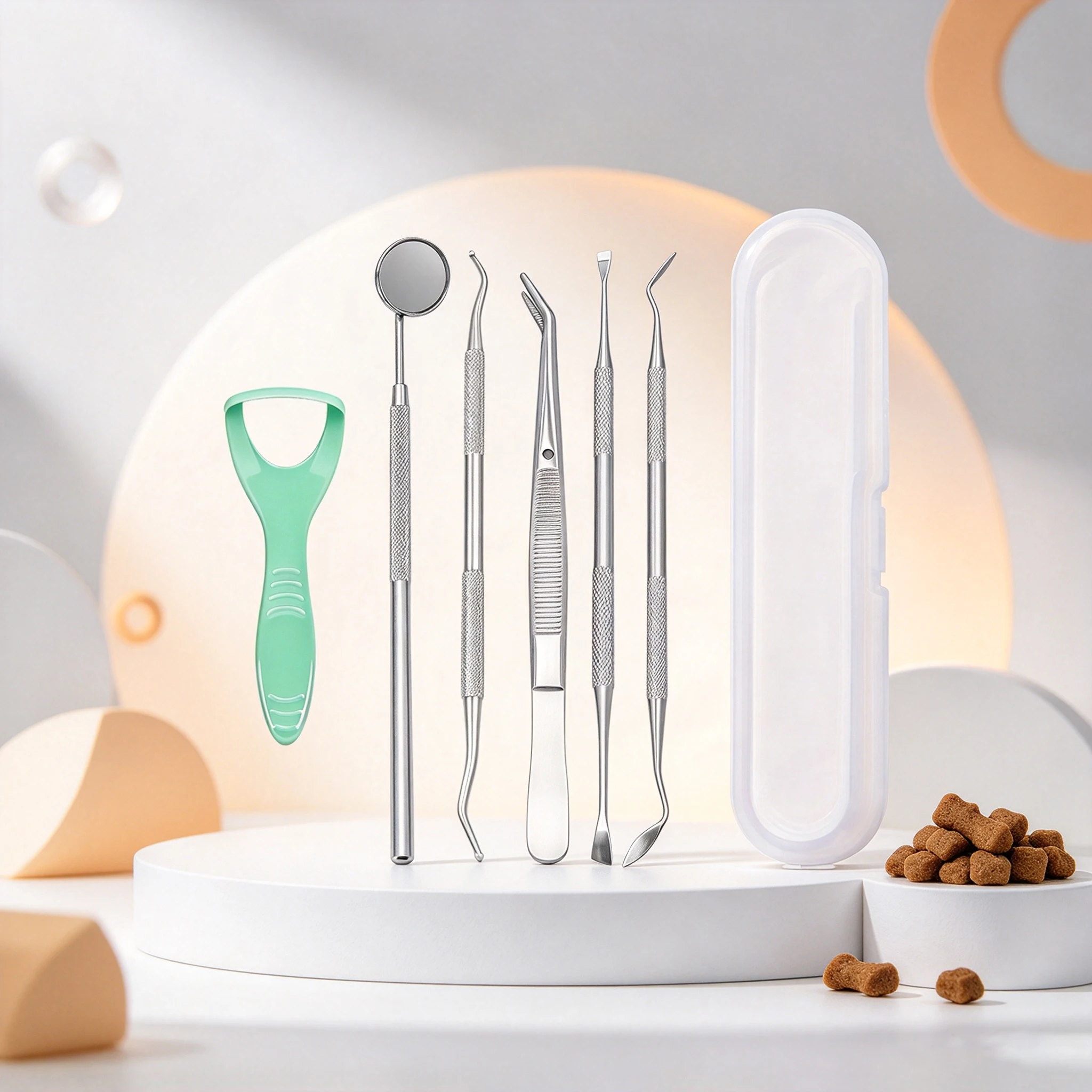 Stainless Steel Pet Dental Care Tool Set, with Storage Box, Durable and Washable Materials, Suitable for Portable Oral Care for Dogs and Cats, Home Pet Care, Outdoor Activities, and Travel Use