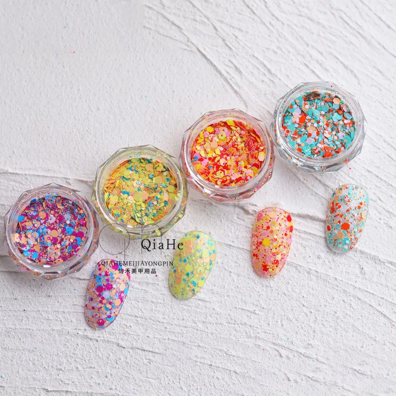 1 Box Mixed Dot Nail Decoration Circle Nails Accessories Round Chhameleon DIY Nails Mixed Colorful Nail Sequins