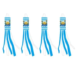 1/4 PCS Oktoberfest Bavarian Flag Windsock Outdoor Hanging Wind Sock White&Blue Congratulate Party Flag Home Decor