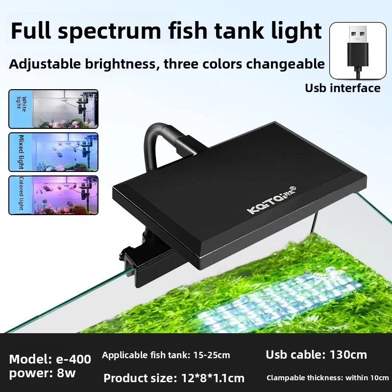 Luz LED RGB para Acuario, con Cambio de Color, Tres Niveles de Intensidad, Espectro Completo, para Plantas Acuáticas, con Función de Temporizador USB