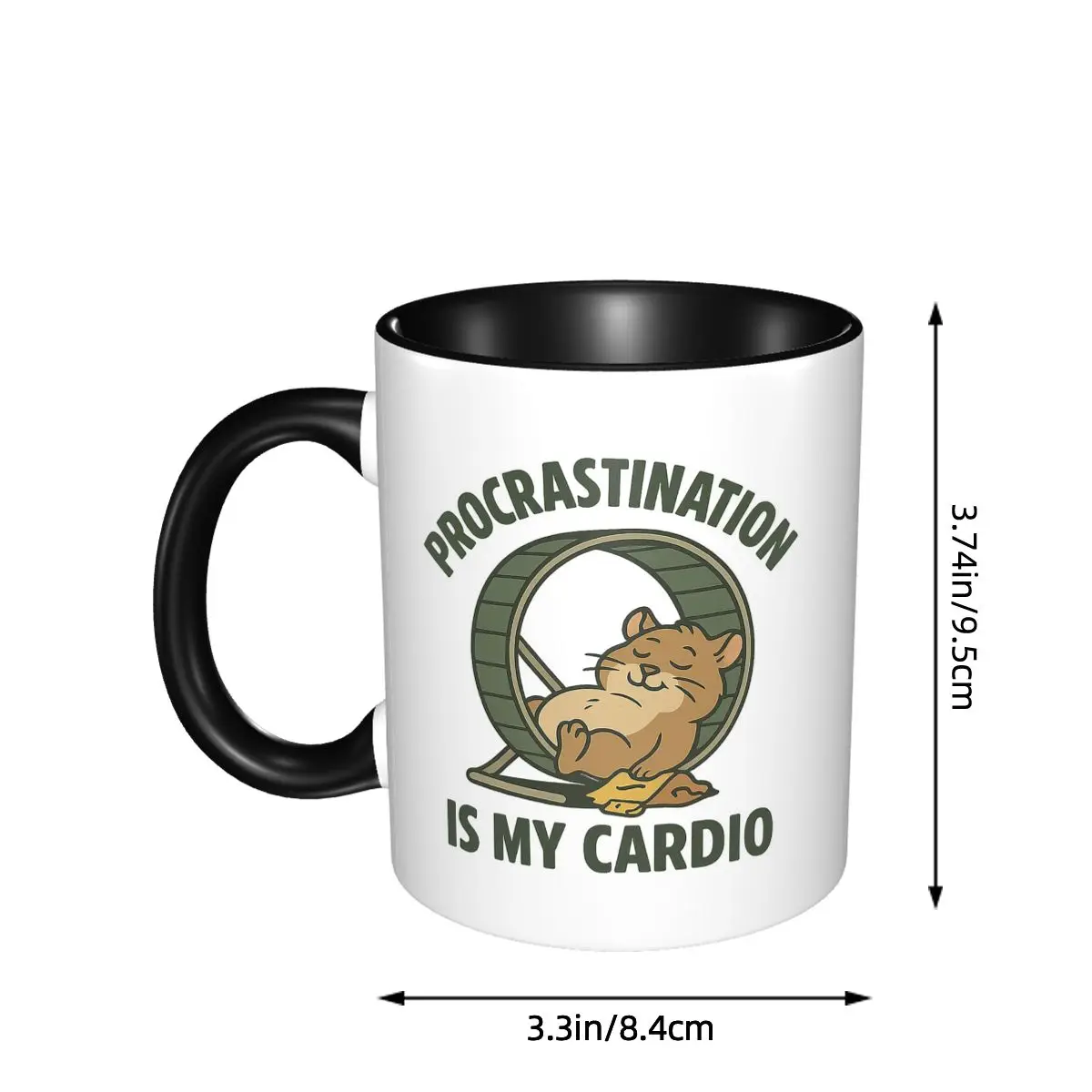 Procrastination Is My Cardio Hamster Wheel Cartoon Mug Funny Ceramic Coffee Cups Tea Mugs Milk Cup Drinkware Gifts for Friends