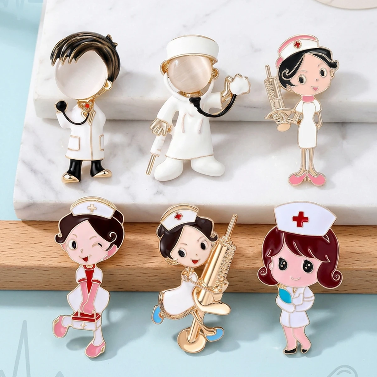 Trendy Enamel Doctor and Nurse Brooches for Women Unisex Exquisite Figure Pins Casual Party Jewelry Accessories Gifts Decoration