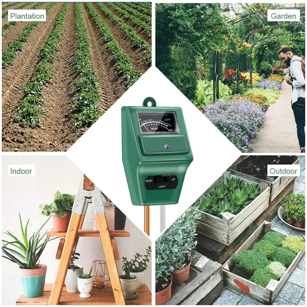 Three-in-One Soil Tester, PH Meter, Thermometer, Horticultural Detector, Flower Pots, Greenhouse