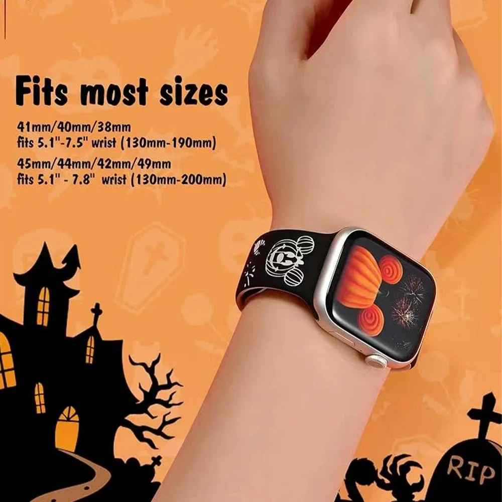 Silicone Halloween Band for Apple Watch Series 10 42/46mm 9 8 7 6 5 4 Se Ultra2 49mm Cartoon Strap for Iwatch 41mm 40 38mm 44 45 - view 6