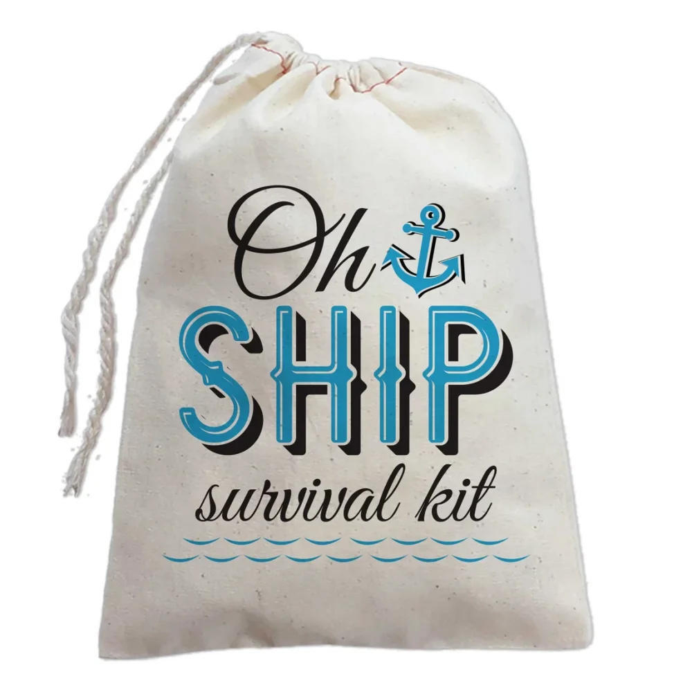 25 Oh Ship Hangover Kit Bags - Funny Nautical Survival Kits for Cruise - Nautical Party Favors for Boat Birthday or Sailing Trip