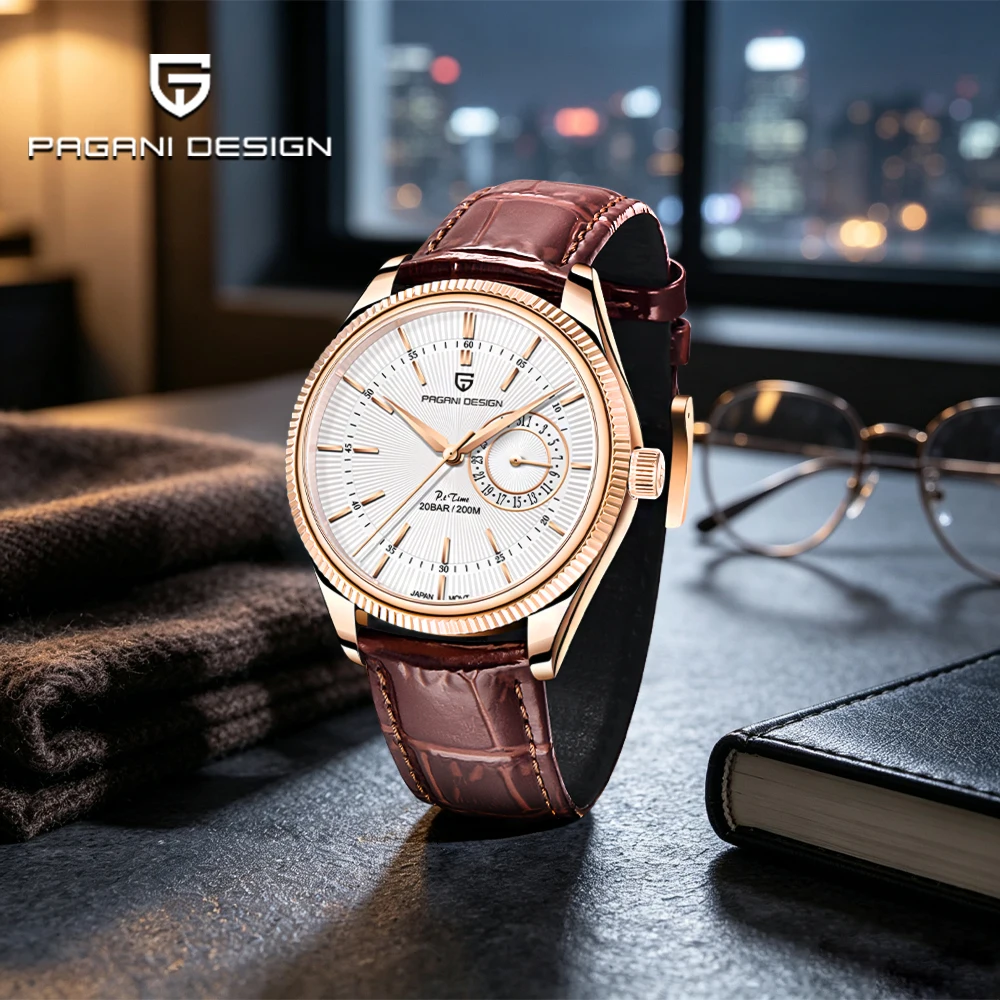 2026pagani-design-light-luxury-men's-quartz-watch-vh65movt-scratch-resistant-sapphire-mirror-200m-waterproof-leather-men's-watch