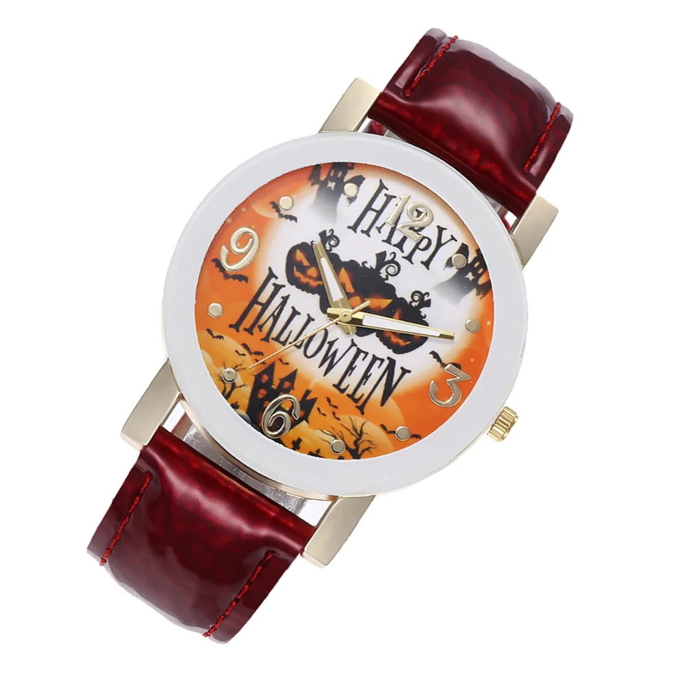 Fashion Belt Quartz Watch Unique Lady Watches for Women Red Pumpkin Witch Castle Miss