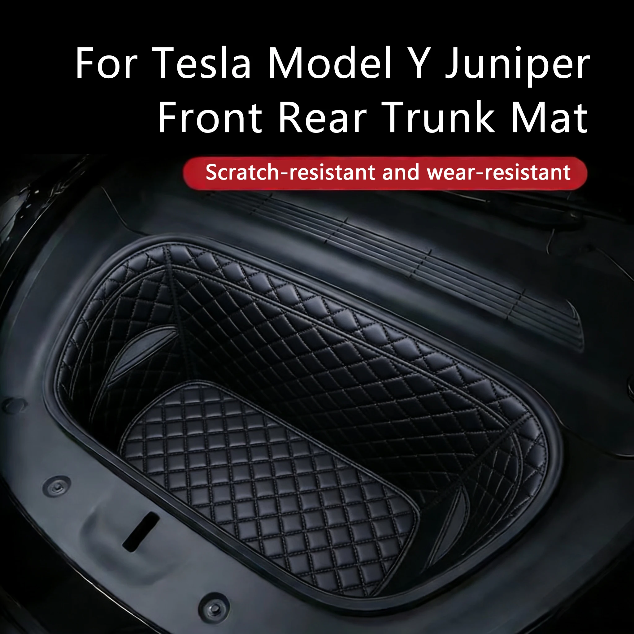 For Tesla Model Y Juniper Front Rear Trunk Mat PU Leather Lower Storage Box Pad Protective Cargo Liner Trunk Tray Anti Dirty Mat