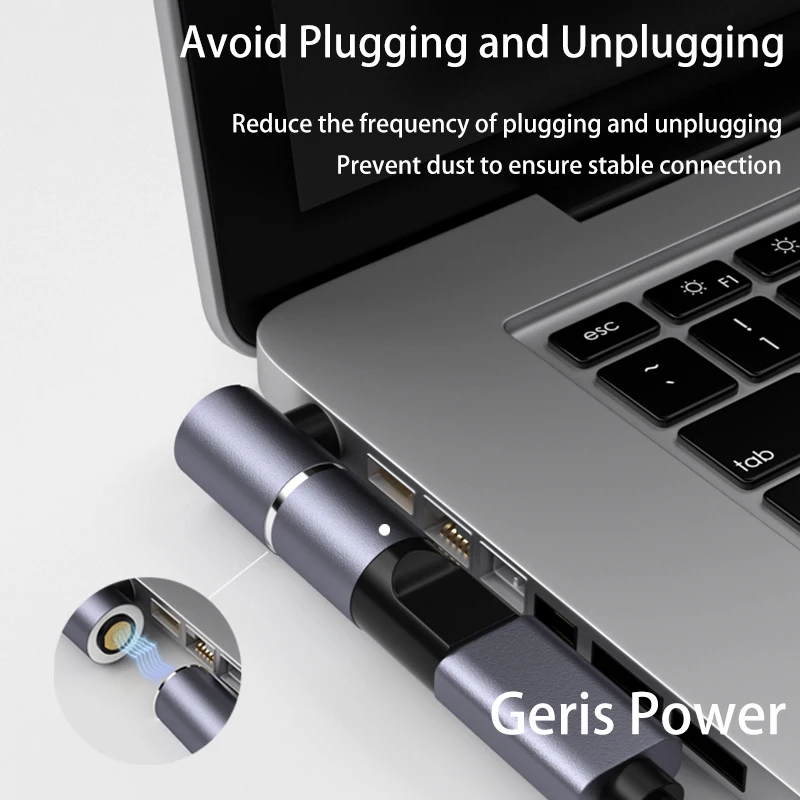 100w usb tipo c pd para dc plugue quadrado conversor magnético para lenovo thinkpad portátil USB-C carregamento rápido conector de alimentação jack