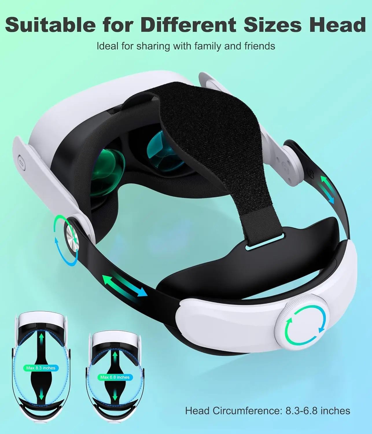 حزام رأس BEBONCOOL لـ Meta Quest 3S/Quest 3/Quest 2 بديل حزام النخبة القابل للتعديل لراحة معززة لسماعات الواقع الافتراضي