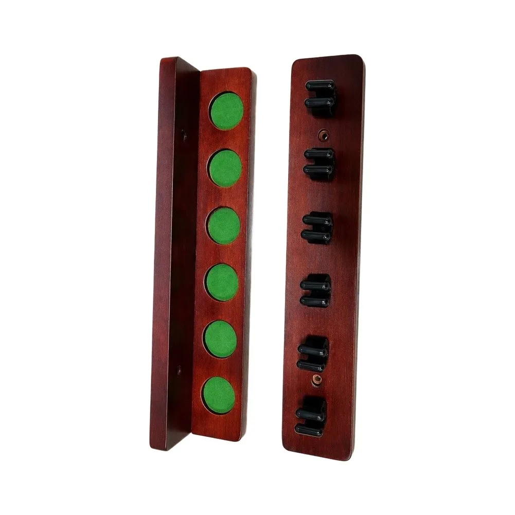 6 Hole Wooden Wall Mount Billiard Cue Holder for Pool Cue Storage Suitable for Home Bar Club or For Game Room Setup