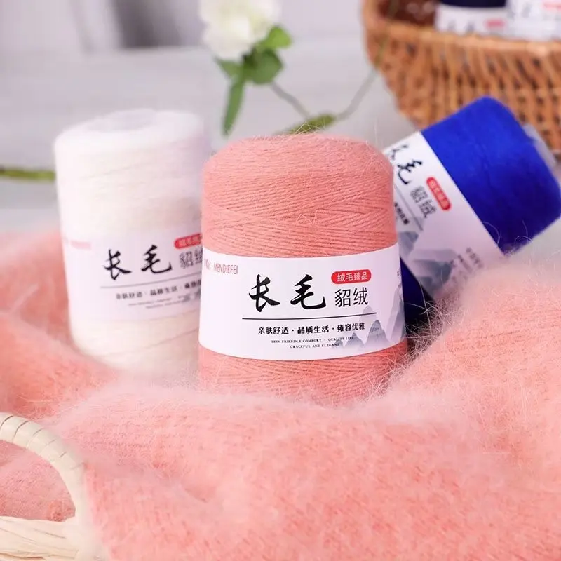 50g Long Fur Mink Yarn Fur Rabbit Thread Hand Woven Hat Machine Medium Coarse Mink Yarn Ball, Wool Yarn Scarf Thread