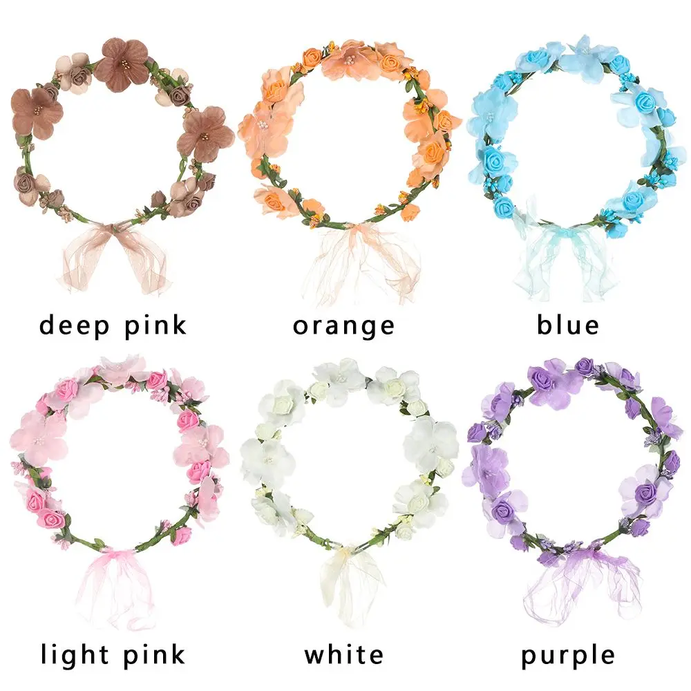 Girls Beach Wreath Decoration Bride Hair Wreaths Wedding Garland Flower Hairband Crown Forehead Hair Band