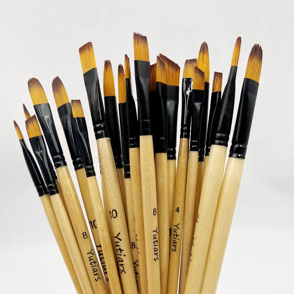 Yutiars Professional Artist Paint Brush Set - 6 PCS, Nylon Bristles for Watercolor, Acrylic, Oil Painting, Crafts & Face Body