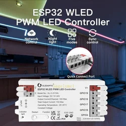 GLEDOPTO WLED PWM Dimming Controller WiFi 5 in 1 LED Strip Dimmer DC12-24V 15A ESP32 GL-C-211WL/GL-RC-001WL DC5-24V App Control