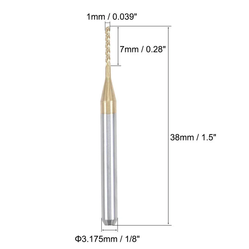 10pcs Drill Bit Set 1mm Coat Carbide End Mill Engraving CNC Router Bits 1/8\