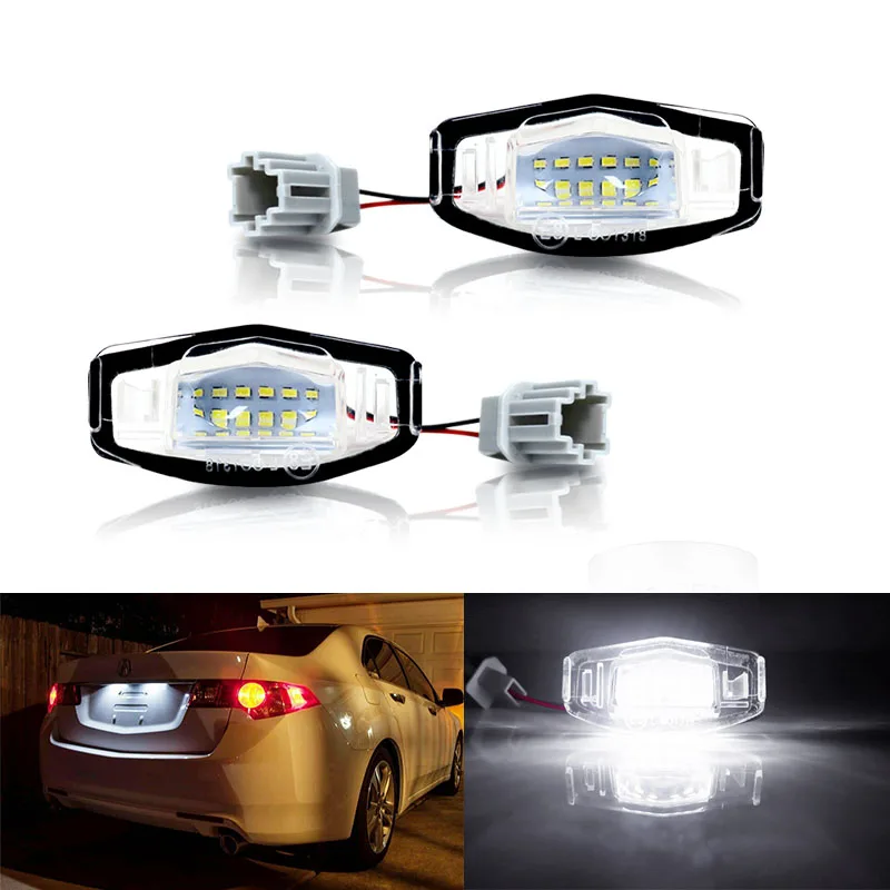 

2PCS High Power Xenon White 18-SMD LED Car License Plate Lights For Honda Civic Accord Pilot, Acura MDX RL TL TSX RDX ILX etc