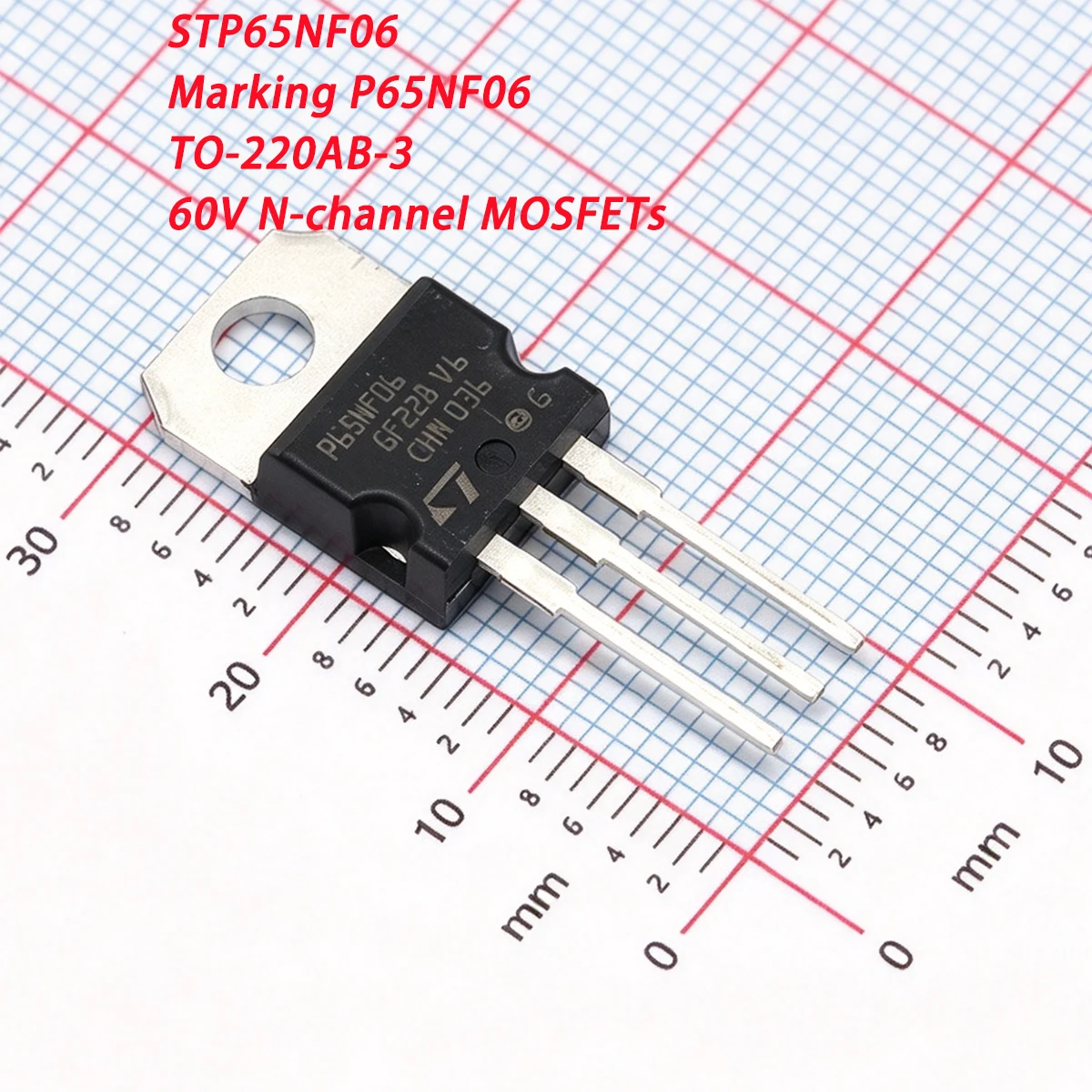5PCS STP65NF06 Marking P65NF06 TO-220AB-3 60V 60A 110W 14mΩ 0.014Ω ohms N-channel NEW Original Field-Effect Transistor MOSFETs