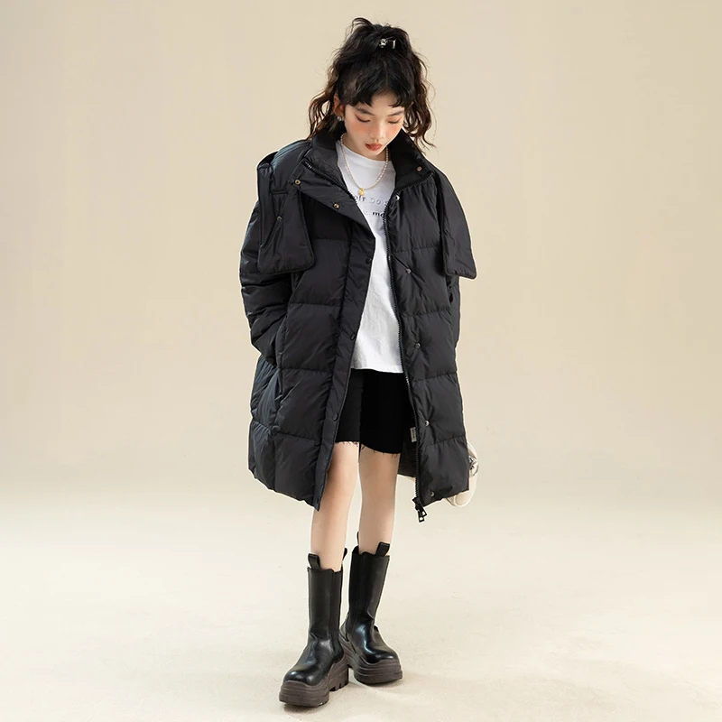 

Girls' Western Style down Jacket Winter White Duck down Coat for Middle And Large Children's Winter Outerwear Fashionable Mingyu