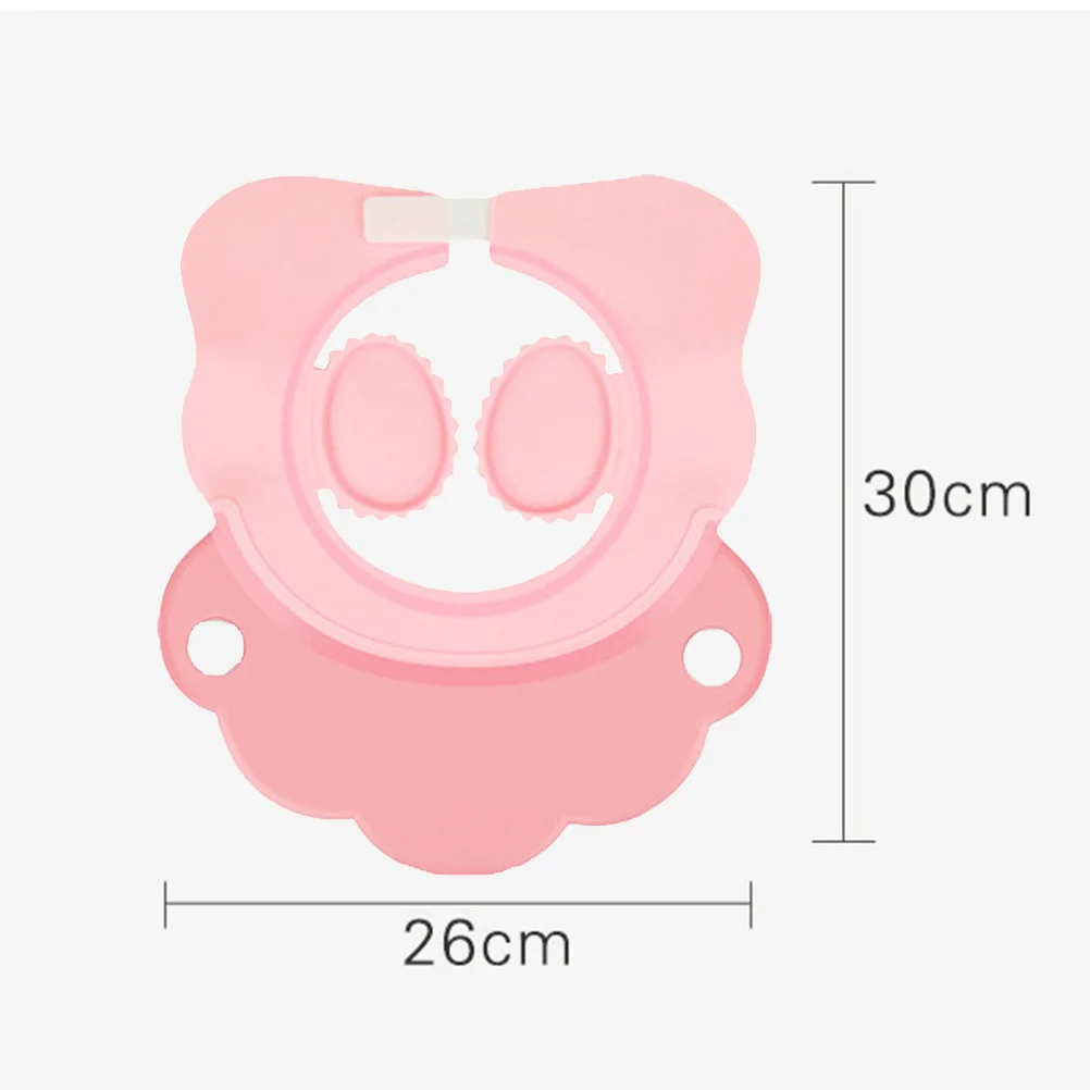Gorro de baño infantil de silicona, gorro de champú ajustable para bebé, para ducha, lavado de cabello, protector para ojos, diseño de dibujos animados, uso cómodo, rosa