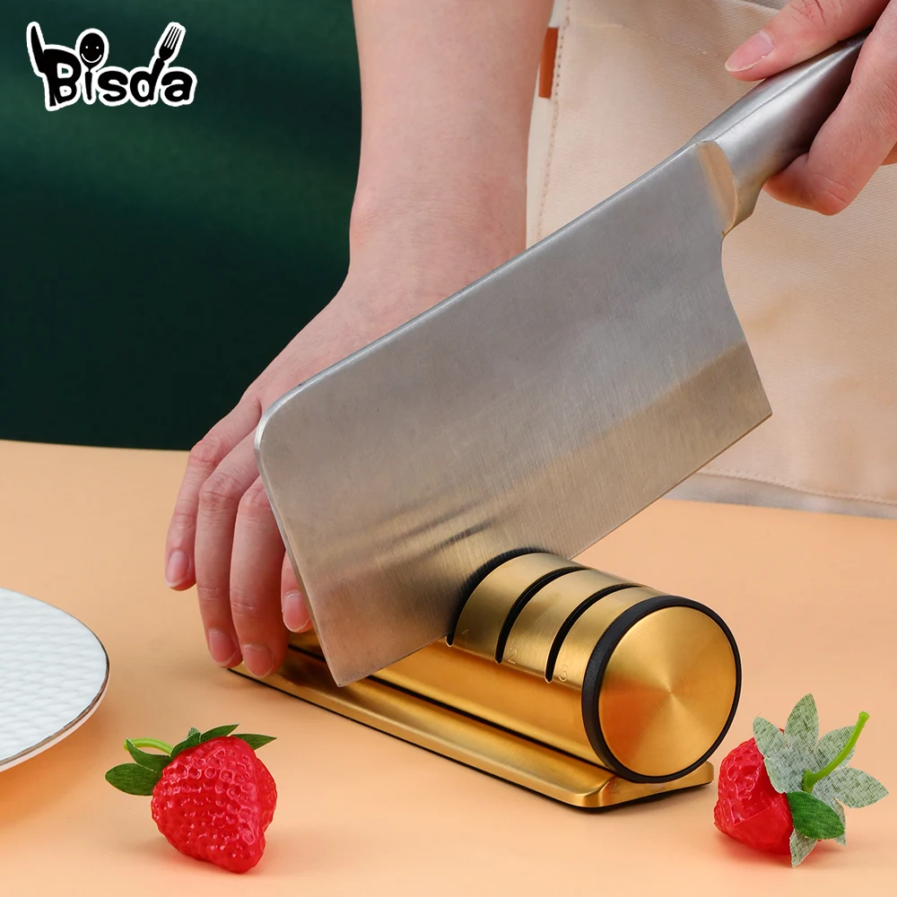 1/2Pcs Knife Sharpener Stones Kitchen Knife Whetstone Stainless Steel BBQ Cutter Sharpening Tool 3 Stages Chef Knife Millstone