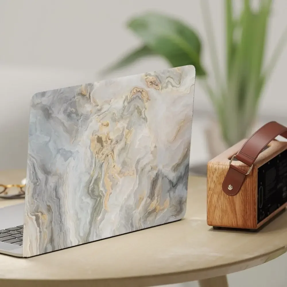 Marmorierte Textur, kratzfeste Notebook-Computer-Abdeckung, PVC, wasserdicht, DIY A+C-Seite, 15 Zoll Laptop-Aufkleber, Laptop-Zubehör