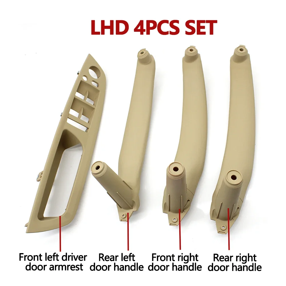 Front Driver Door Handle Armrest Cover Interior Pull Handle Trim 4Pcs For BMW X5 X6 E70 E71 2007-2013 Replacement Set
