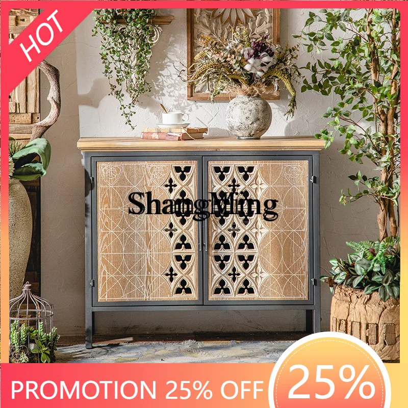 

SM new cabinet is opposite the door corridor home living room wall storage retro wrought iron cabinet solid wood