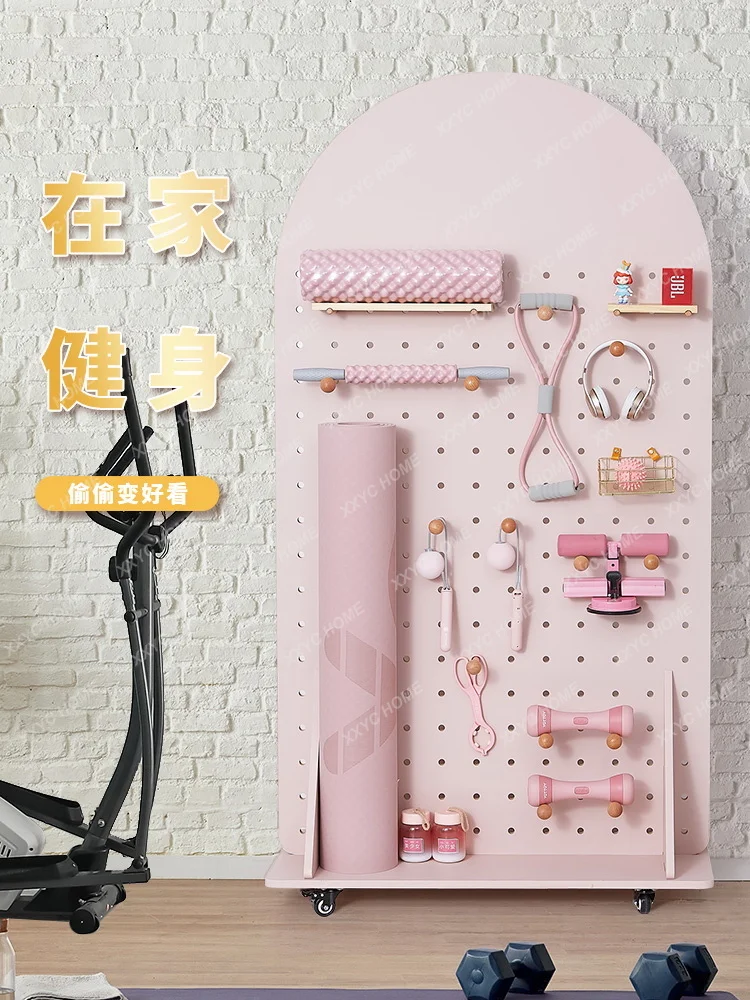 Movable fitness hole board, oversized floor-to-ceiling gym equipment storage rack