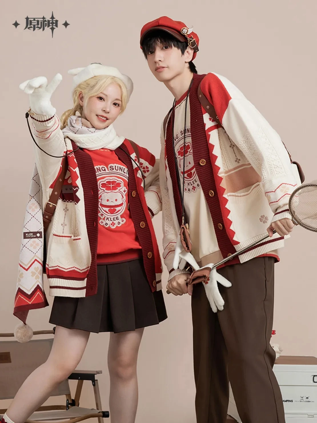 [Genuine] Genshin Impact Klee Themes Impressions Series Knitted Cardigan Game Cosplay Costumes Anime Adult Coat Couple Jacket