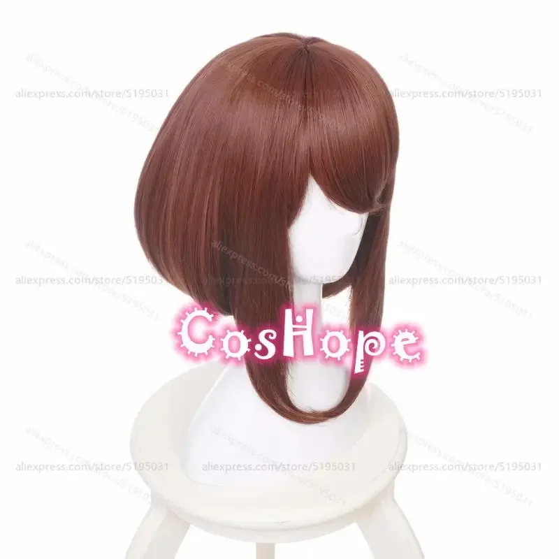 MHA OCHACO URARAKA Peluca corta Bob marrón para mujer, pelucas sintéticas resistentes al calor para Cosplay de Anime