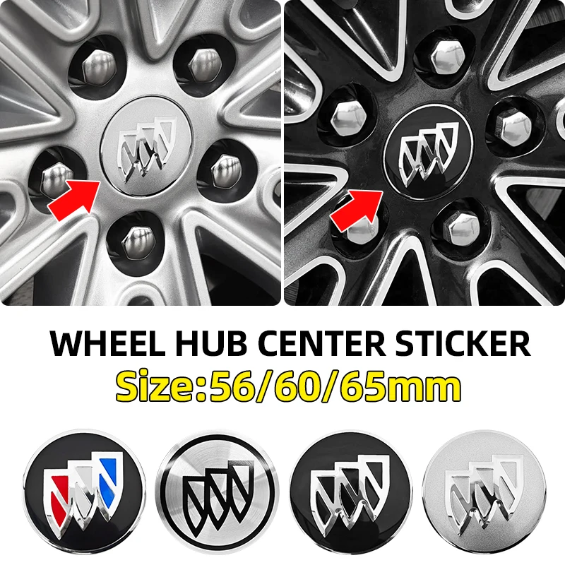 4 unidades de tapas de buje con emblema central para rueda de coche de 56mm, 60mm, 65mm, para Buick GL8 GL6 Envista Enclave Encore Regal Verano Excelle XT