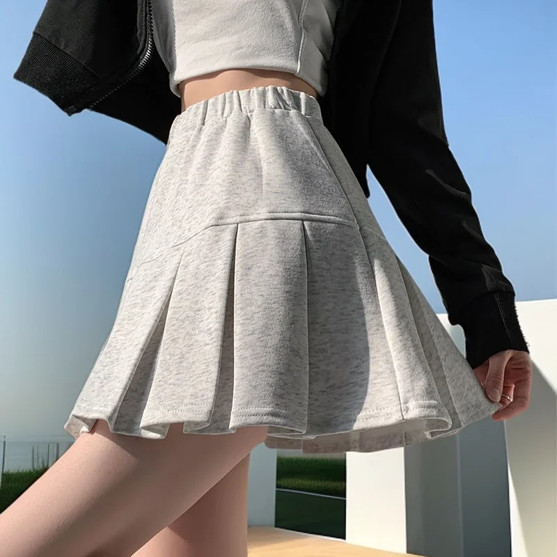 

Хорошая женская спортивная юбка, повседневная тонкая лоскутная однотонная плиссированная юбка, осенняя новинка, простой стиль, женская юбка трапециевидной формы