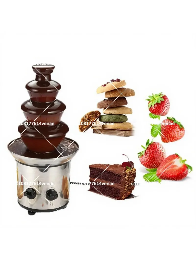 Stainless Steel 4-Layer Chocolate Fountain Melter with Heating Fondue Machine, Waterfall Dispenser for Party Events