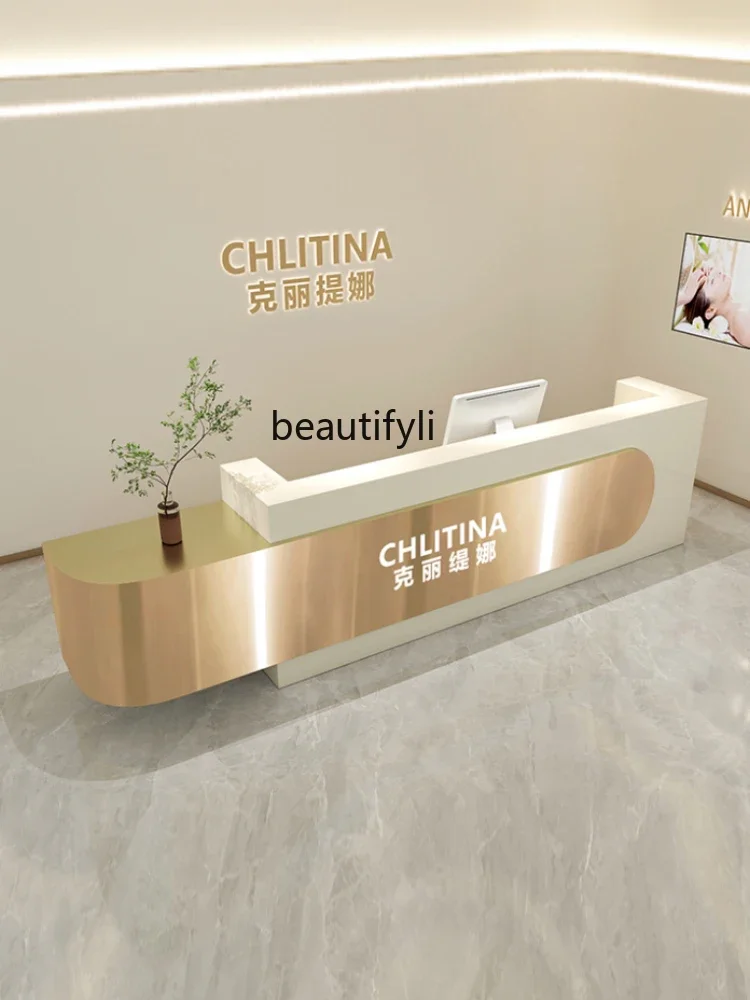 SS new style Beauty Salon Barber Clothing Store Stainless Steel Cashier Bar Company Paint Front Desk Oral and Dental Reception