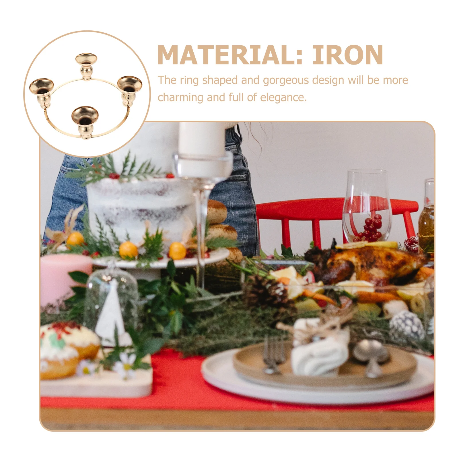 

1pc Iron Ring For Christmas Wreath Xmas Candlestick Table Centerpiece Decorative Holder Diy Party Supplies